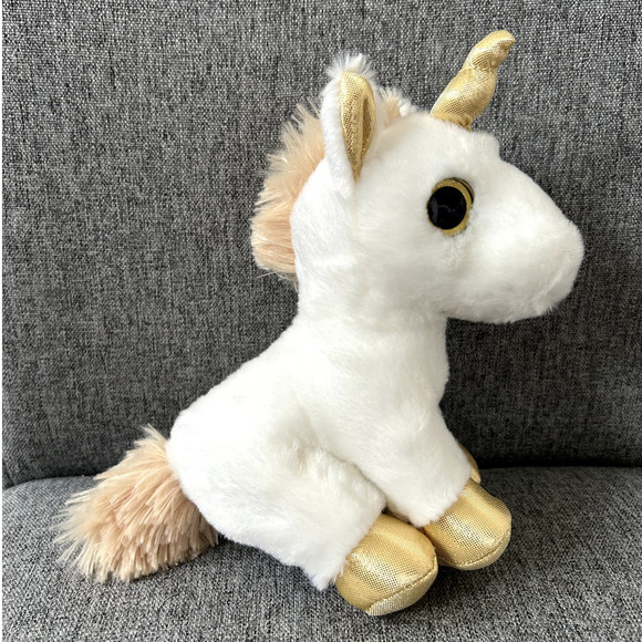 Aurora Sparkle Tales 8" Gold Unicorn Stuffed Animal Plush - Picture 2 of 4